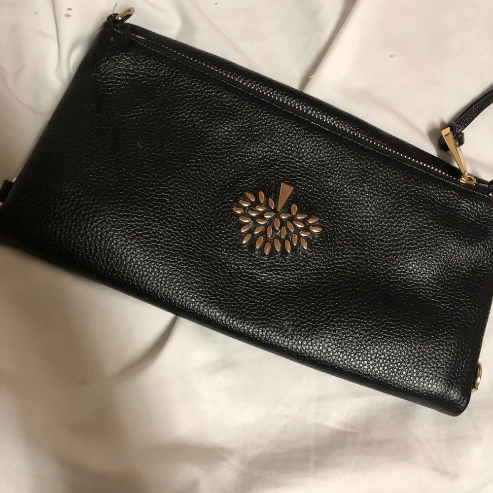 MULBERRY Black Crossbody Leather Bag Gold Darwin clutch